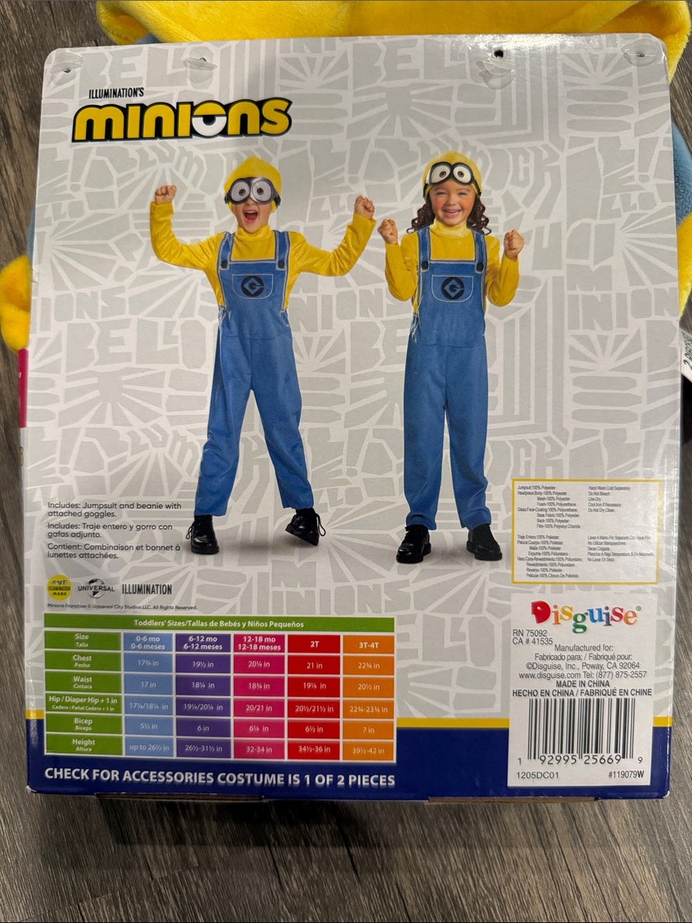 Minions Bob Toddler Costume - Yellow & Blue - Picture 4 of 5